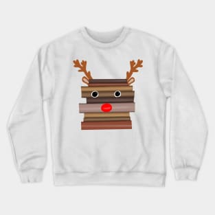 Christmas reindeer made of books Crewneck Sweatshirt